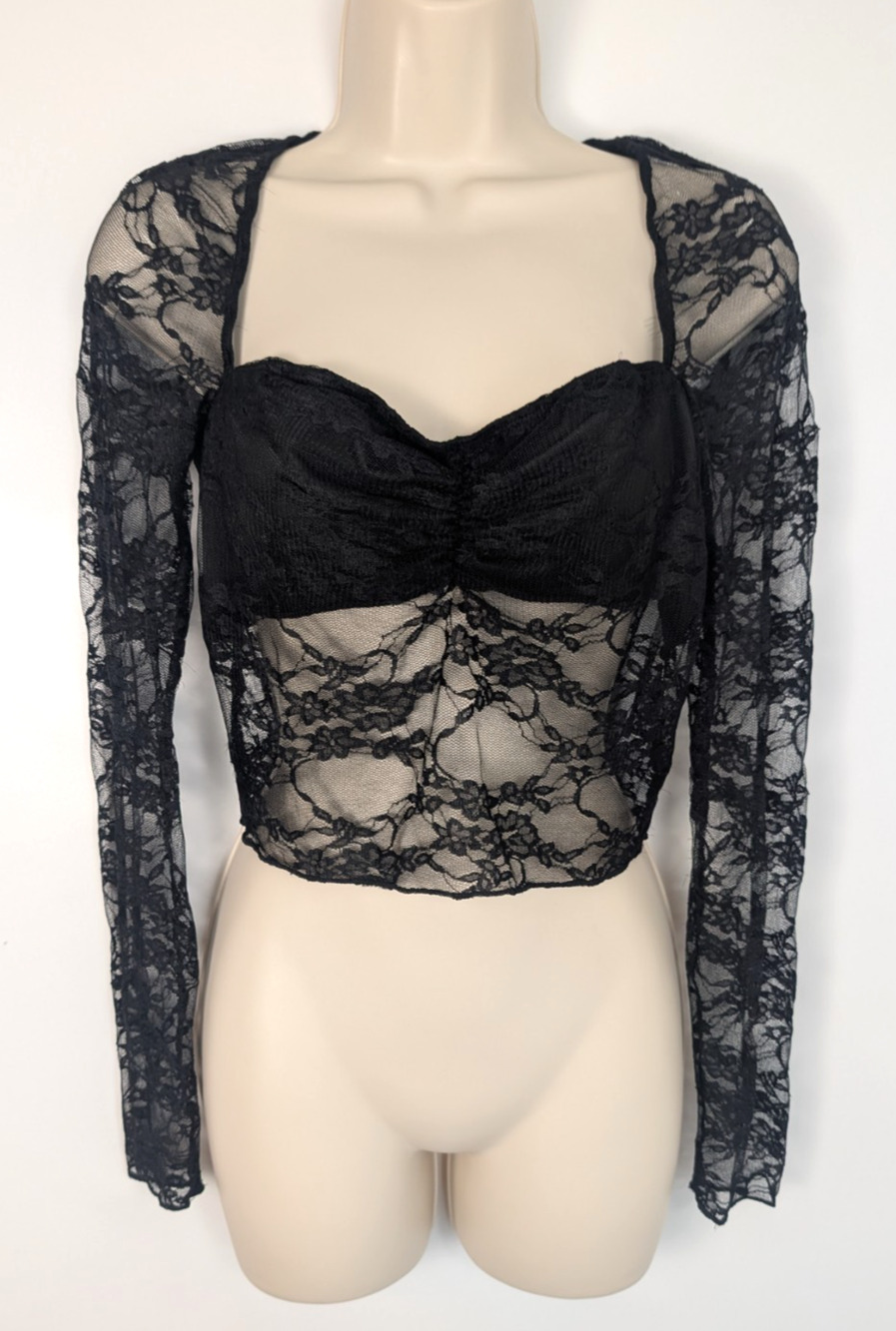 Sheer Floral Mesh Lace Crop Top No Size Witchy Whimsigoth Fairy Grunge